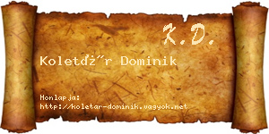 Koletár Dominik névjegykártya